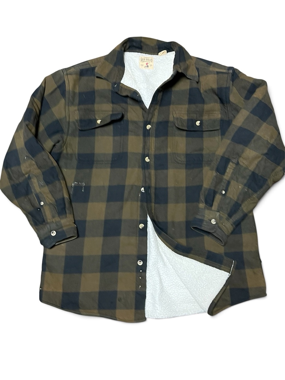 Red Head Men's Size L Brown & Black Buffalo Plaid Sherpa-Lined Flannel Jacket